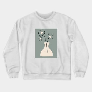 Abstract flowers in a vase, Flower market, Cute blue flowers, Retro print, Cottagecore, Fun art, Minimalist Crewneck Sweatshirt